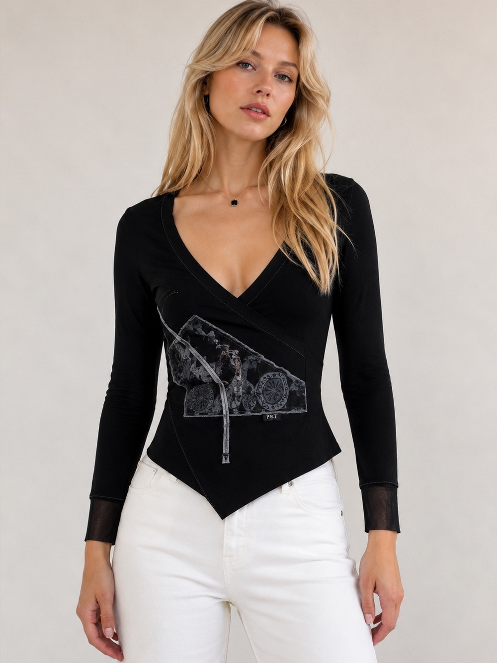 Rare Vintage Planète Interdite Paris Avant Garde Y2K Asymmetrical Mesh Trim Top